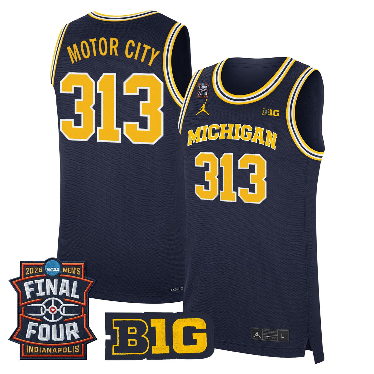 Men's Michigan Wolverines 2026 Final Four Patch Basketball Jersey - All Stitched