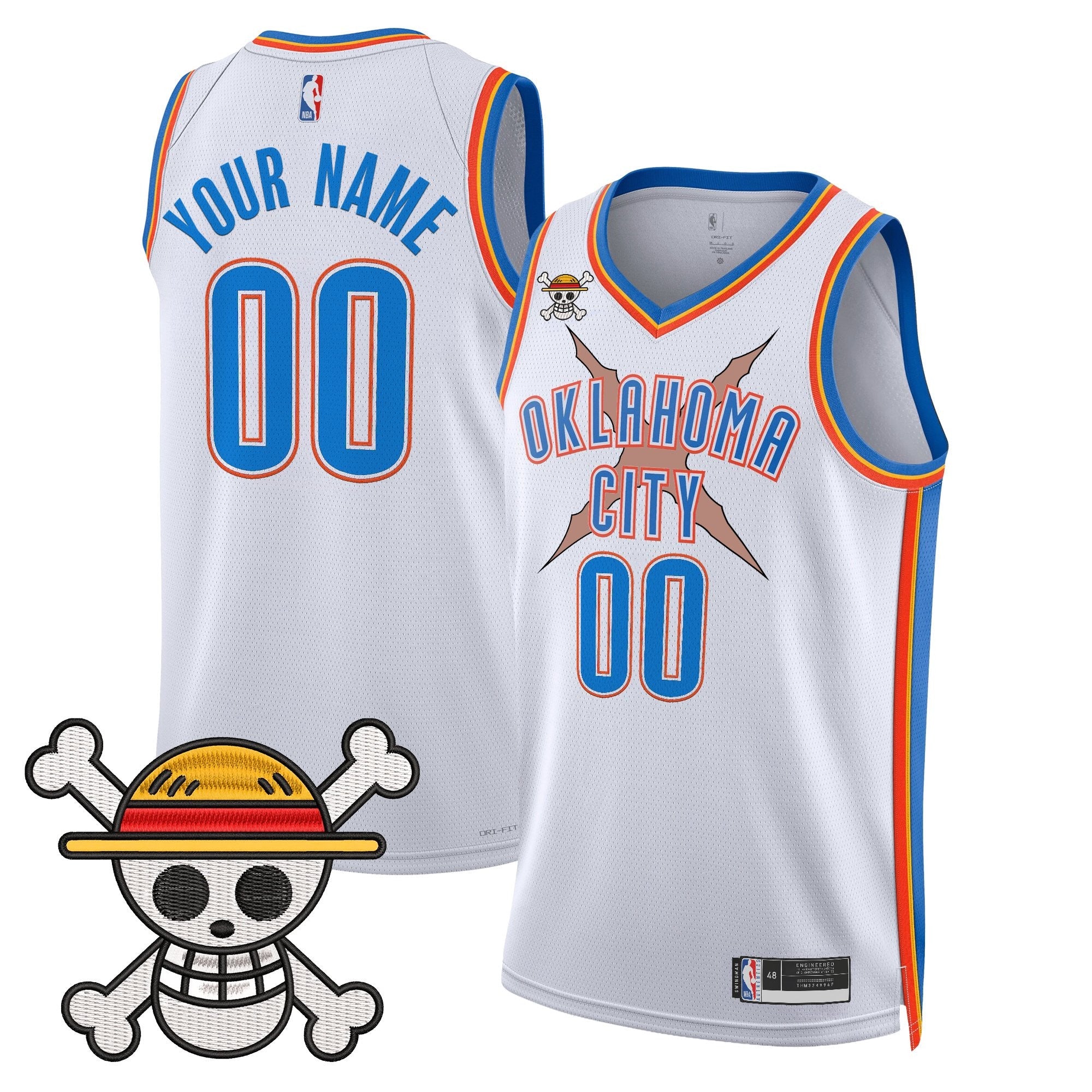 OKC x One Piece Swingman Custom Jersey- Stitched