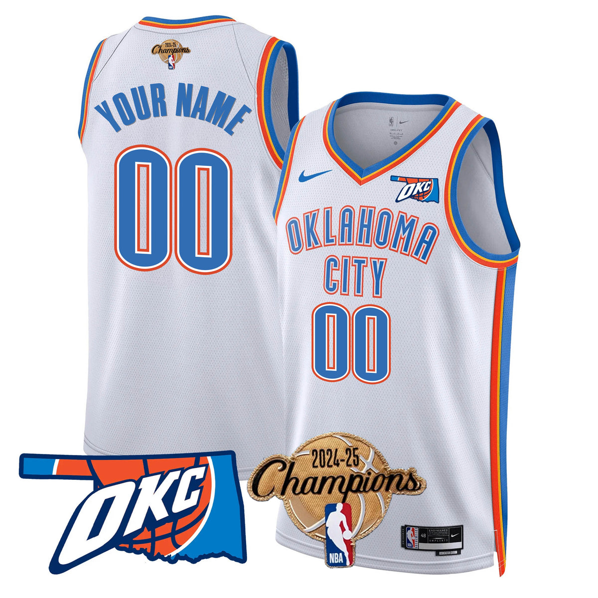 The Thunder 2024-25 Champions Black Gold Jersey - Stitched