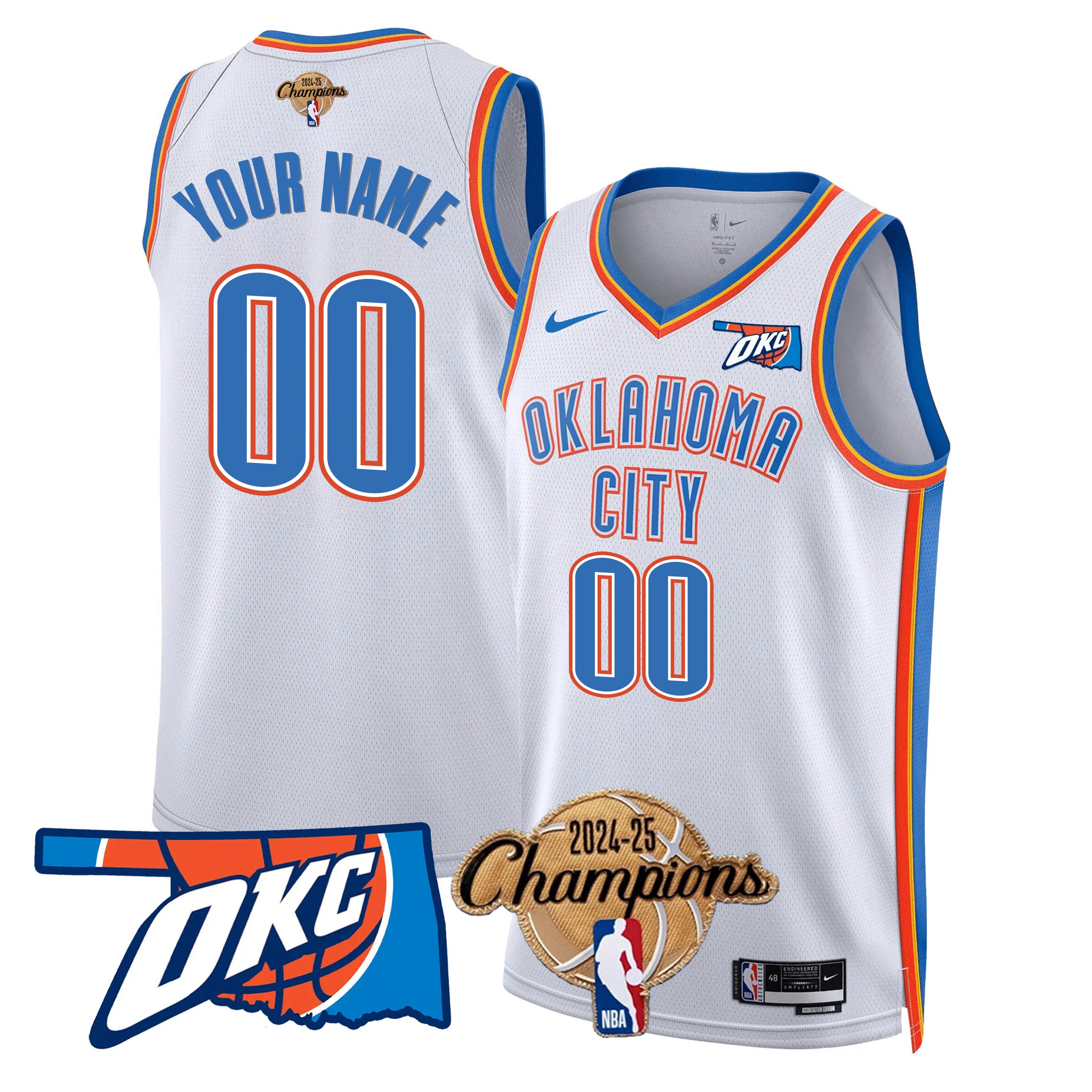 The Thunder 2024-25 Champions Black Gold Jersey - Stitched