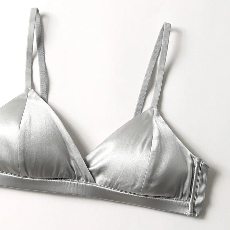 Women's Silk Wire Free Push-up Bra Wireless Lightly Lined Bralette with Comfort Foam
