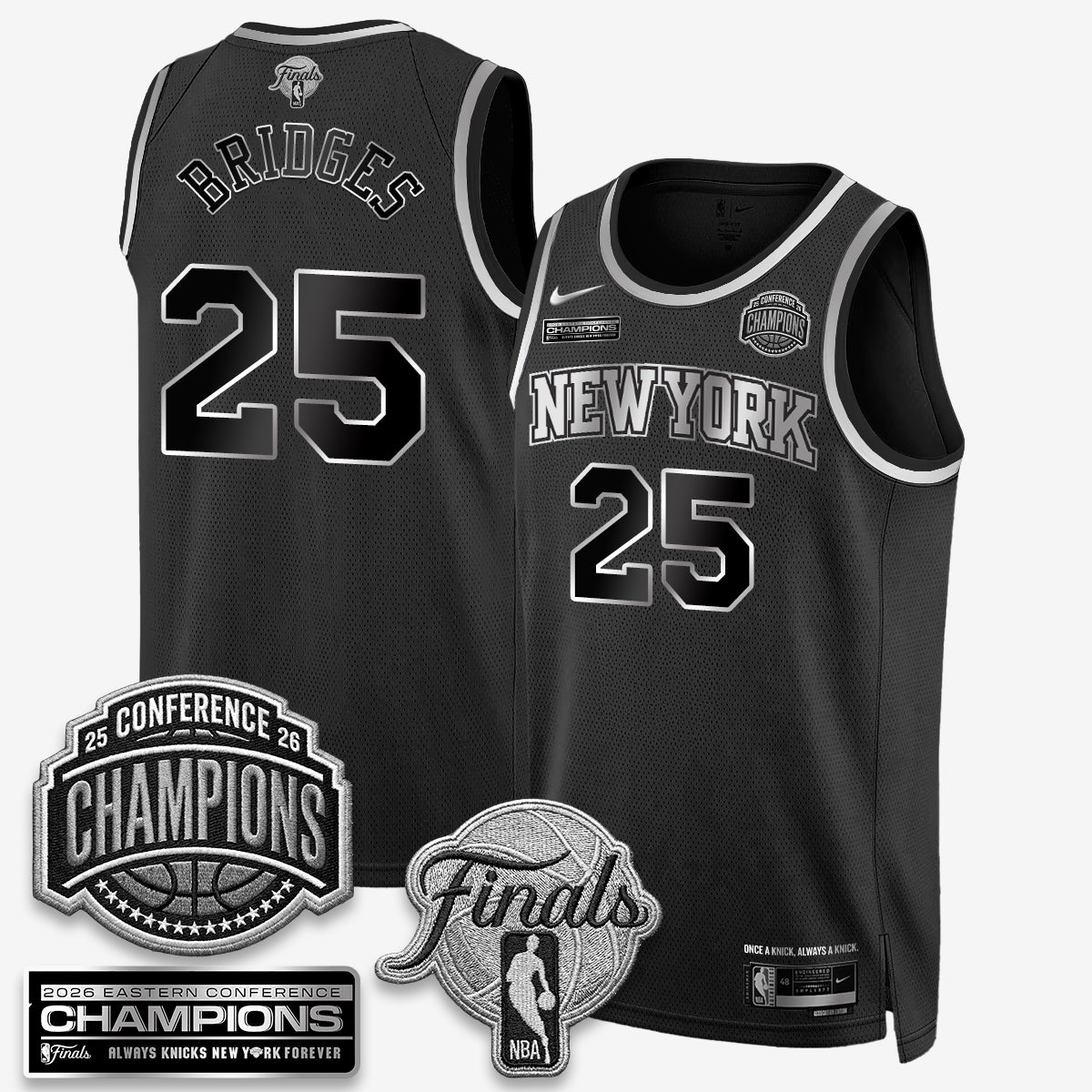 NYK 2026 NBA Eastern Conference Champions Black Gold Edition Jersey - Stitched